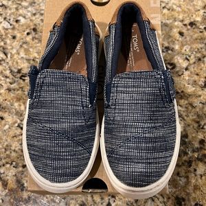 Size 9 Toddler Toms Navy Chambray Velcro Shoes